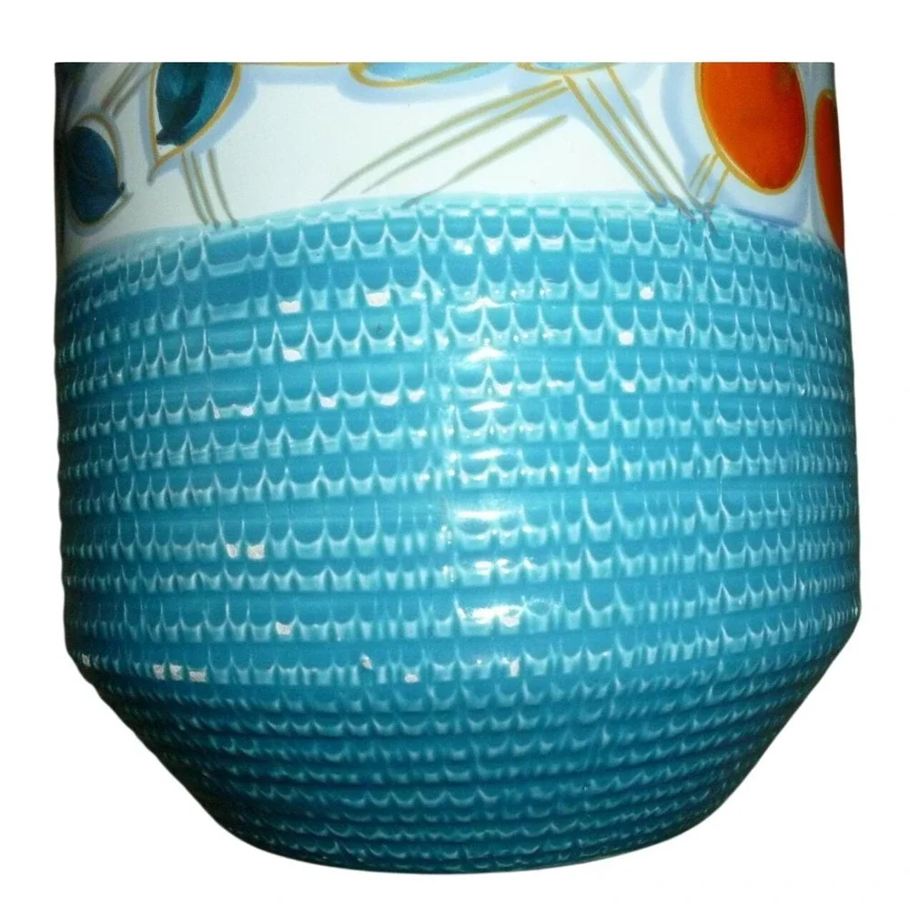 Vintage Fratelli Fanciullacci Italy Turquoise Basketweave Canister‎ MCM Majolica